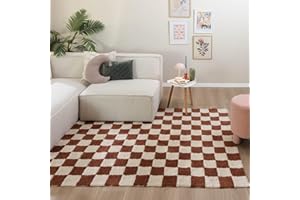 ‎FRAAI | HOME & LIVING FRAAI | Home & Living Retro Teppich - Gambit Braun Weiß - Blöcke - Wohnzimmer, Kinderzimmer, Schlafzimmer - Fellteppich - Carpet