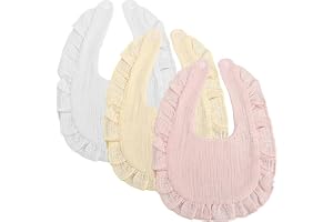 Babymuslin haklappar, dregelhaklappar för nyfödda och småbarn 0-24 månader, 3-pack mjuka och absorberande för unisex nyfödda och småbarn (Vit + Beige +