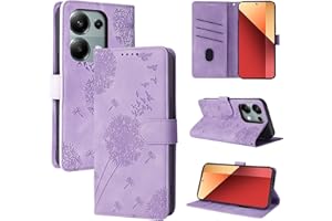 Rostsant Handyhülle für Xiaomi Redmi Note 13 Pro 4G/Poco M6 Pro 4G Löwenzahn PU Leder Redmi Note 13 Pro 4G Flip Case Brieftasche Tasche Hülle Magnetisch Handyhülle für Redmi Note 13 Pro 4G Violett