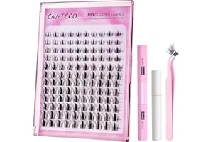CNMTCCO DIY Sztuczne rzęsy, 120 Cluster lash do przedłużania rzęs, spersonalizowany zestaw do przedłużania rzęs, objętość rzęs do domu, styl manga (8-16 MM Mix)