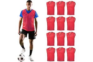 GSi Training Pinnies for Soccer, Basketball, Football (Pack of 12) Mesh Scrimmage Vests for Youth & Adults - Breathable Practice Jerseys - Large Sports Bibs for Teams - 5 Colors Options