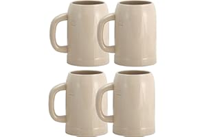 RASTAL Set di 4 boccali di birra Grenzau- boccale 0,5 litri con linea di staffa brocca di terracotta