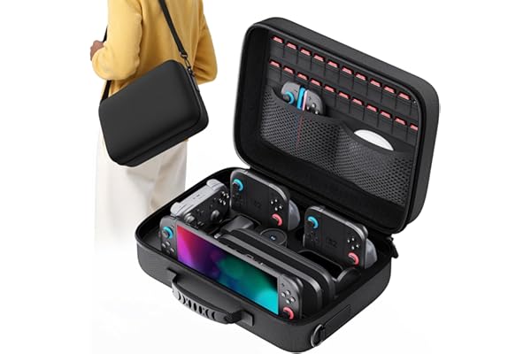 Lmcpa Funda para Nintendo Switch 2,Funda Protectora Dura de Viaje Rígida Todo en uno Grande,Estuche Rígida Portátil con Protección 22 Ranuras para Juegos para Switch 2 Accesorios,Negro