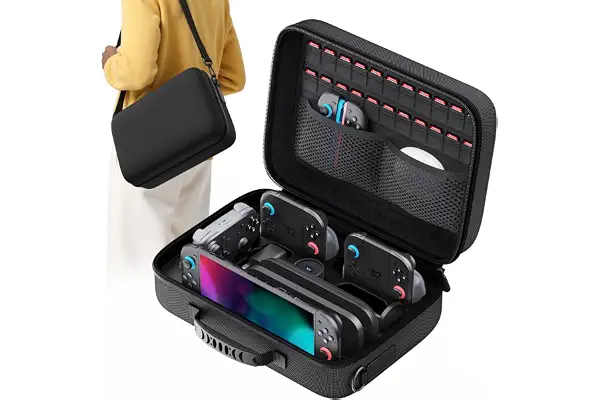 Lmcpa Funda para Nintendo Switch 2,Funda Protectora Dura de Viaje Rígida Todo en uno Grande,Estuche Rígida Portátil con Protección 22 Ranuras para Juegos para Switch 2 Accesorios,Negro