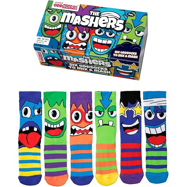 Oddsocks Calze Colorate Per Ragazze - Set Da 6 Calze Singole Con Strisce, Taglia Unica EUR 30.5-38.5 - Foto 2