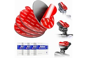 TAPSI Dash Cam Mount Adhesive Pads – 4-Pack 56mm Round Double-Sided Pads Made with 3M VHB – Heat-Resistant Tape for Windscreen, Dashboard, GPS & Camera Holders – Includes 4 Adhesion Promoters