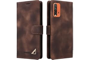 OKZone Coque pour Xiaomi Redmi 9T/9 Power/Poco M3, Étui de Protection de Portefeuille Antichoc de Fente pour Carte, Support de Carte à Rabat en Cuir en PU Étui (Marron)