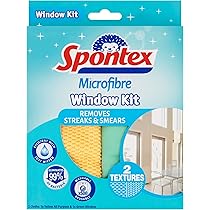 Spontex - Set 2 Panni In Microfibra Per Vetri E Superfici - 40x40cm + 32x32cm - Senza Aloni