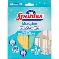 Spontex - Set 2 Panni In Microfibra Per Vetri E Superfici - 40x40cm + 32x32cm - Senza Aloni