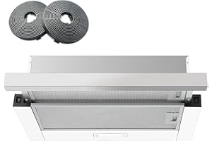 KICHPOWER Campana Extractora 60 cm Telescópica, 400 m³/h Flujo de Aire, Superficie de Acero Inoxidable, Iluminación LED, Interruptor Basculante, Campanas Extractoras Silenciosas para Cocina