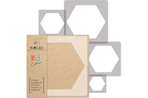 NAKLEO Painting Stencils Set for Kids, 5 Pcs Templates 9x9 to 34x34cm Hexagon Honeycomb, Plastic and Reusable Drawing Stencils, Children Room Decor, Craft DIY Wall Furniture