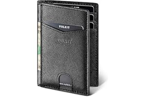 VULKIT Portefeuille Homme Mince en Cuir RFID Blocage Porte-Cartes de Crédit Minimalist Wallet 10 Fentes pour Cartes Bancaire ou Billets