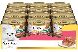 GOURMET GOLD Cibo umido per gatti adulti Mousse con Trota e Deliziosi Pomodori 24 lattine da 85g