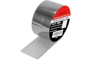 Kit de réparation d'écran de fenêtre avec ruban adhésif en fibre de verre pour écran de fenêtre et porte d'écran - 3 couches - Résistant - Étanche - 5,1 x 20,3 cm - Gris