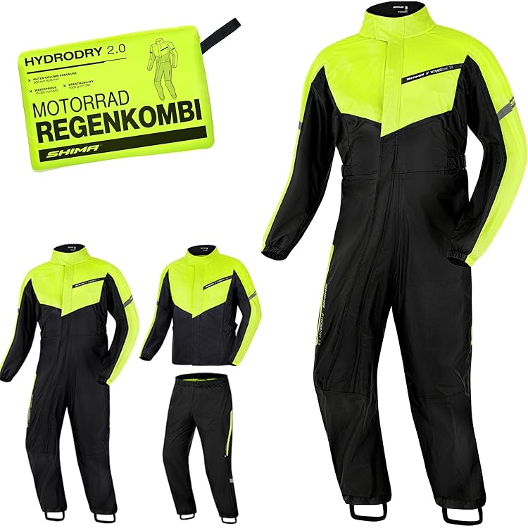 RIDEIRON Waterdicht motorpak voor heren, waterdichte broek en jas, 10.000 mm, waterdicht, ademend, reflecterend, licht en compact, ideale bescherming voor motorfiets en fiets, Zwart, L RIDEIRON Waterdicht motorpak voor heren, waterdichte broek en jas, 10.000 mm, waterdicht, ademend, reflecterend, licht en compact, ideale bescherming voor motorfiets en fiets, Zwart, L
