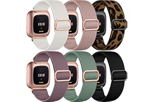 Ouwegaga Elastyczny pasek kompatybilny z zegarkiem Fitbit Versa 2 / Fitbit Versa / Fitbit Versa Lite, miękki, regulowany, nylonowy pasek zastępczy do Versa 2 / Versa/Versa Lite, 6 szt