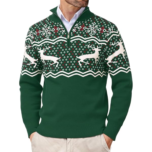 Pullover Herren Winter Longsleeve Half Zip Baumwolle Rundhals