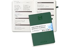 LM LITTLE MORE Little More Undated Weekly & Monthly Planner - Set Goals, Increase Productivity & Manage Time - Includes Planner Stickers - Undated Planner, Notebook & Agenda - A5 (5.8”x8.3") - Hunter Green