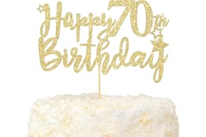 LOVENJOY Topper Torta Compleanno 70th Happy Birthday Oro Glitterato Hello 70 e Favolosa Decorazioni Torta Compleanno