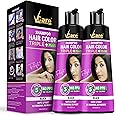 VCare Triple Plus Hair Colour Shampoo 180ml for Women and Men (Pack of 2 Black)