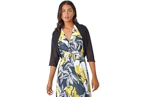 Roman Originals Chiffon Bolero Shrug Jacket for Women UK - Ladies Ruched Hem Cover Up Smart Formal Mesh Wrap Shimmer Cropped Blazer Wedding Guests Cardigan Cardi Crease Free