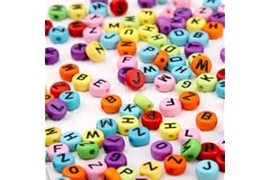 ZesNice 1000 Pcs Coloured Letter Beads for Friendship Bracelets Making Kit, Alphabet Beads for Jewelry Making, 4x7mm Coloured Round Acrylic