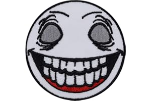 EXPRESS-STICKEREI Creepy Smile Cool Patches Iron on Patches - Sew on Patches for Hipsters, Bikers, Rockers, Fighters, Pets, Cool Teens - Appliqué for Jackets, Jeans, Hats, Backpacks, Shirts - 70x70 mm
