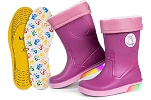 CLUB4BRANDS Kinder-Regenstiefel, Gummistiefel mit Herausnehmbarem Warmfutter, Extra Kaps Einlegesohle, Blinkeffekt in der Sohle, Reflektierende Details von 3M Scotchlite, Made in Italy
