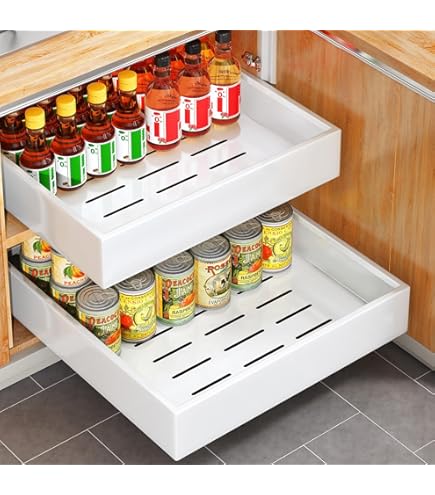 Kitstorack Uittrekbare Kastorganisator, Uittrekbare Ladeschuiven voor Keukenkast, Zware Uitbreidbare Schuiflade, Geen Boorwerkzaamheden Nodig, 43 Diepte x 40 Breedte x 8 Hoogte cm, Zwart