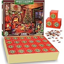 Calendrier De L'Avent Puzzle 1008 Pièces - 24 Boîtes Numérotées | Scène De Noël, Pour Enfants Et Adultes | Cadeau Familial Pour Décembre
