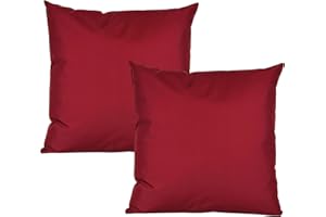 JACK 2er Set Outdoor Kissenhülle Kissenbezug 50x50cm Wasserfest Sitzkissen Lounge Kissen Garten Stuhl Lotus Effekt, Farbe:Burgund