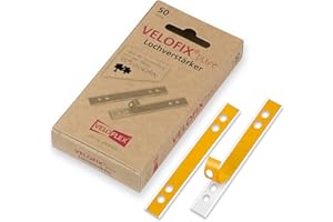 VELOFLEX Velofix Pure 2003500 Lot de 50 renforts perforés 105 x 15 mm Papier certifié FSC auto-adhésif Espacement des trous 60 et 80 mm pour renforcer les points de couture en particulier les dessins