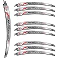 EZARC Japanese Teeth Reciprocating Saw Blades 380 mm, Arc Edge Wood Pruning Saw Blades 6TPI for Tree Trimming, Wood Cutting, 10 Pieces