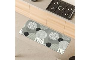 Comart, Malaga Dywan Kuchenny Wystrój Domu PCV Antypoślizgowy Zmywalny Dekoracyjny Kółka Szary, 55 x 130 cm