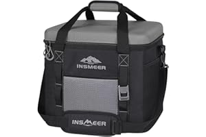 INSMEER Nevera grande de 40 L, 60 latas, plegable, con techo duro de EVA, impermeable, pequeña bolsa térmica, para camping, picnic, playa
