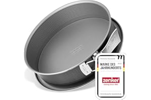 Zenker Springform mit Flachboden und Auslaufschutz – Hochwertige Backform für perfekte Kuchen und Torten, 2550 ml, hitzebeständig bis 230°C, Silber, 10.24"