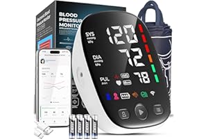 MEDZEN Blood Pressure Monitors with Mobile Connectivity & LED Backlight Display Heart Rate Detection 2x120 Records Automatic Upper Arm Blood Pressure Monitor for Home Use Large Blood Pressure Cuff 22-42cm