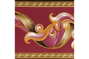 Dundee Deco BD3204 Tapete mit abstrakten Damast-Schriftrollen, Magenta, Burgunderrot, Retro-Design, Rolle, 10 m x 10 cm, selbstklebend