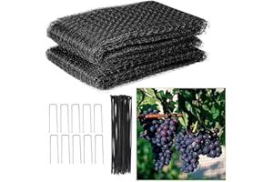 Coolty Vogelschutznetz, 2.1m x 30 m Gartennetz Vogelnetz mit 50 Kabelbinder und 10 U-förmige Bodenanker, Obstbaumnetz für Garten Balkon oder,Teich