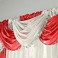 Glitzy Sparkle Jewelled Crystal Sequin Trim Voile Curtain Swag (Butter MilkCream)