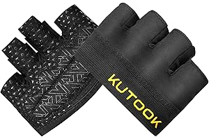‎KUTOOK KUTOOK Fitness Handschuhe Krafttraining mit zughilfe Rutschfester Silikon Atmungsaktive Gewichtheben Handschuhe Trainingshandschuhe Herren Damen für Gym Kraftsport Sport Crossfit Training Schwarz