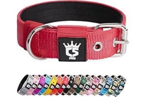 TSPRO Taktisches Hundehalsband, Robustes Halsband für Hunde mit Metallschnallenverschluss, 3,3 cm Breit, Verstellbar und Dick für Kleine Hunde (Rot S)