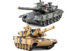 SUPDEX Carro Armato RC, 1/24 Telecomando Carro Armato, USA M1A2 e Cina 99, Serbatoio Telecomandato 2,4 GHz con Luce e Fumo, Giocattolo Carro Armato, Adatto per Bambini dai 6 Anni in Su, Regalo per Ragazzi