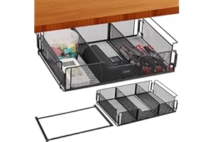 BestAlice Sotto il cassetto della scrivania, sotto la scrivania portaoggetti da appendere organizer scorrevole fuori, scrivania in metallo cassetto nascosto con divisore di spazio design