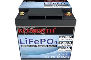 DEESPAEK Batteria al Litio da 30 Ah 12 V, Estensibile LiFePO4 Batterie a ciclo profondo, 384Wh, Ricaricabile con Energia Solare, Perfetta per Sistemi Off-grid/ecoscandaglio/Camper
