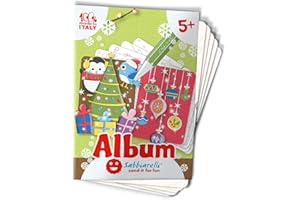 Sabbiarelli Sand-it For Fun - Álbum Postales de Navidad, 5 Hojas Adhesivas con 10 Dibujos para Colorear con Arena de Colores (no incluida) - Manualidades Navideñas Creativas a Partir de 5 Años