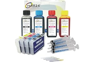 refill24 Cartucce ricaricabili compatibili per T603/603XL Expression Home XP-3100 XP-2105 XP-4100 XP-2100 XP-3105 XP-4105 WF-2810 WF-2830 WF-2835 WF-2850+ inchiostro 400 ml