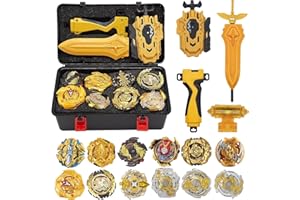 3T6B 12PCS Bley Peonzas Batalla con Lanzador Niños Juguetes, Metal Fusion 4D de Combate Turbo Burst Gyros y Launchers Contrapeso Blade y Casilla Portátil Conjunto, Navidad Cumpleaños Regalos