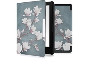kwmobile Custodia eReader Compatibile con Kobo Aura Edition 1 Cover - eBook Reader Flip Case - marrone grigio/bianco/grigio blu - Magnolie