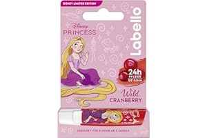 Labello Wild Cranberry Limited Disney Princess Edition, pachnąca pomadka do ust o owocowym aromacie, pielęgnujący balsam do ust dla dzieci od 3 lat (4,8 g)